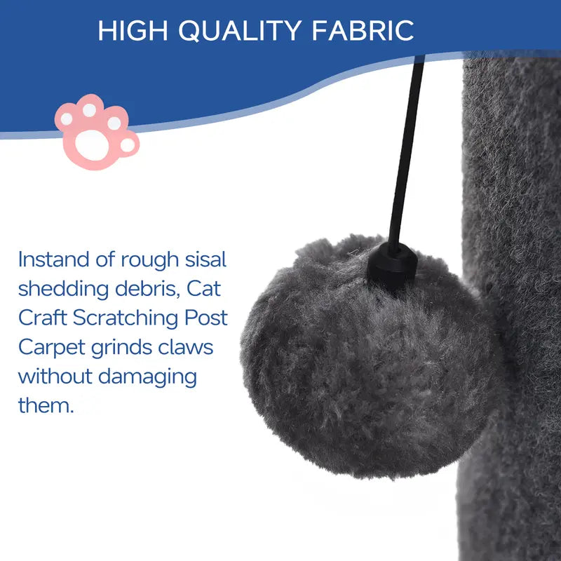 Made4Pets Plain Freestanding Sisal Vertical Scratcher for Indoor Cats, 19.25" L X 19.25" W X 41.73" H, Sturdy Base, Replaceable Spring Toy, Compact Design, Space-Saving Build, Supports Nail Health, Deters Sofa Scratching,Familyfun